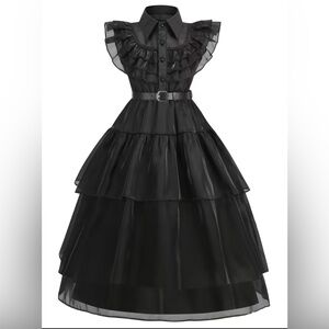 Girls black Black Ruffled Halloween Dress